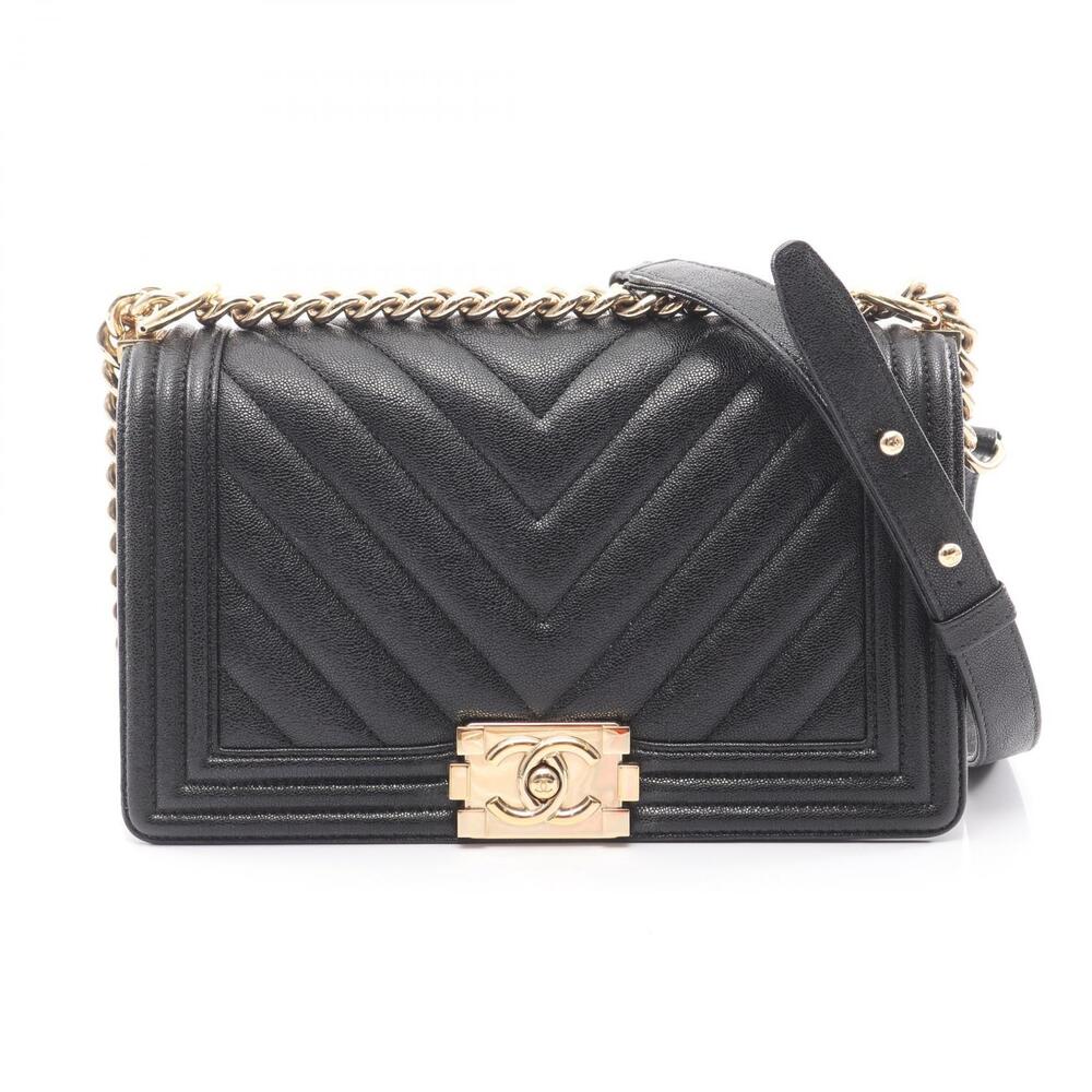 Chanel Boy Shoulder Bag Leather Black